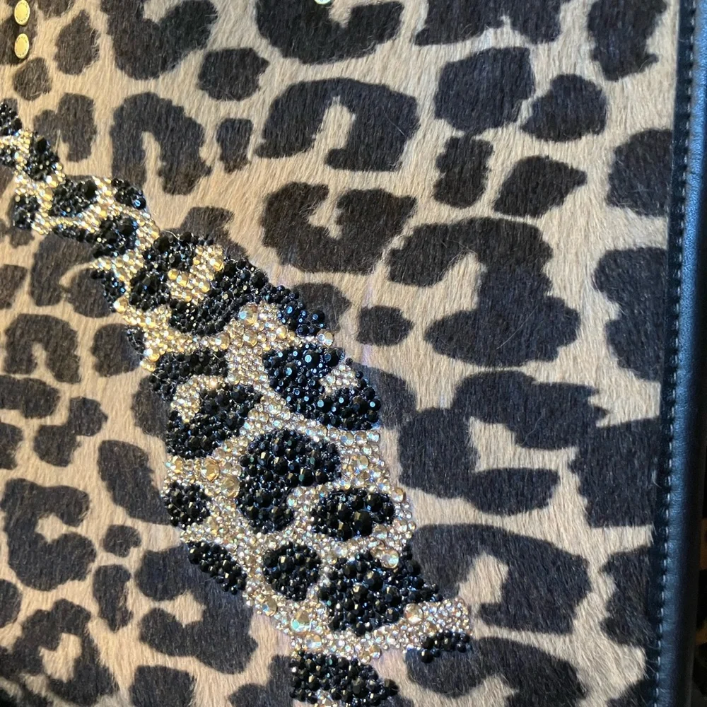 Coach Rogue 30 Leopard Print Haircalf with Rhinestones OOAK - Picture 4 of 14